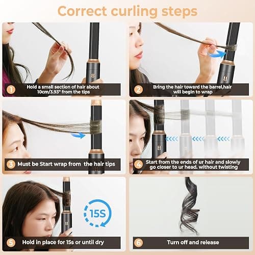 6 in ONE Hair Dryer Brush, Blow Dryer Curling Wand Hair Styling Tools Set, Ionic Hot Air Massage Oval Blowout Hair Dryer, Left&Right Hair Styler 100-120V thumbnail 4