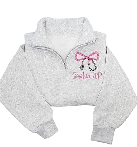 Chillever Personalized Embroidered Nurse Practitioner Quarter Zip Sweatshirt, Custom NP Shirt, Nursing Apparel, NP Graduation Gift 2025, Nurse Appreciation Clothing, Practical Nurse Gifts - Image 1