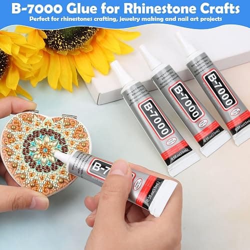B7000 Glue Clear for Rhinestones, 4pcs 15mL Strong Adhesive B-7000 Jewelry Bead Gem Glue with Precision Tip, Quick Dry Bedazzling Adhesive for Jewelry Making Clothe Fabric Shoes DIY Crafts Nail Art thumbnail 4