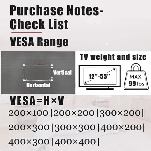No Stud TV Wall Mount, Drywall Studless TV Hanger No Damage, No Drill, Non Screws, Dry Wall Flat Screen TVs Easy Install Bar Bracket fits VESA 12-55 inch TVs up to 99 lbs, Include Hardware Levels thumbnail 5