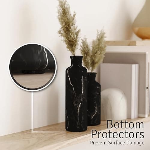 Creative Scents Black Marble Look 3pc Vase Set – Boho Vases for Decor, Modern Vases for Holding Pampas Grass, Dried/Fresh Flowers, Vases for Living Room - Kitchen, Bedroom, Office, Shelf Decor thumbnail 7
