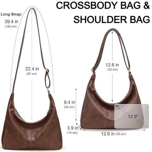 Zfkqzx Hobo Bags for Women Retro Vegan Leather Shoulder Handbag Foldable Slouchy Tote Crossbody Purses thumbnail 6