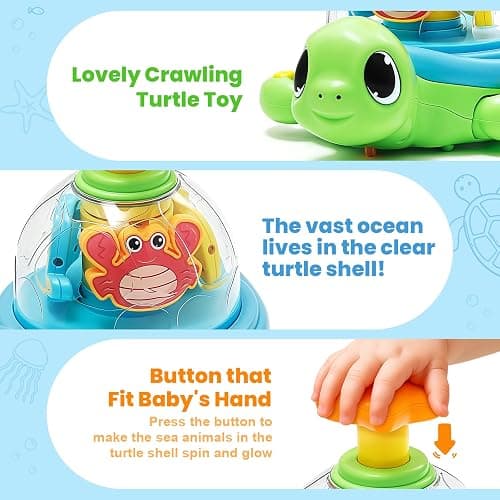 Baby Toys 6-12 Months, Musical Crawling Press to Spin & Glow Turtle Toy for 1 Year Old, Cause and Effect Early Learning for Infant Tummy Time, Christmas 1st Birthday Gifts Boy Girl 7 8 9 10 11 Month thumbnail 7
