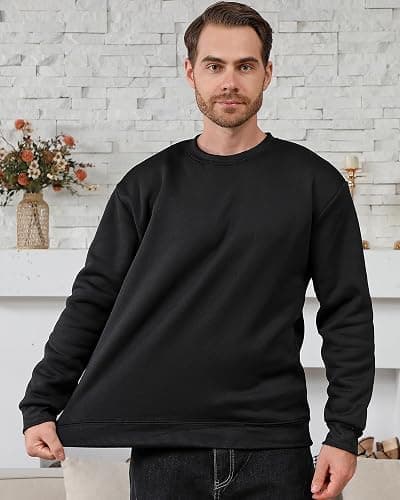 Taiyin 3 Pack Men's Lightweight Fleece Crewneck Sweatshirt Long Sleeve Sweatshirt for Men thumbnail 3