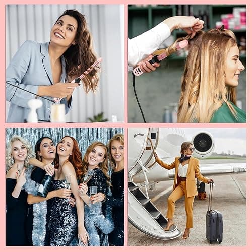 Bestauty Automatic Hair Curler, 4 in 1 Hair Curler with 19-32mm Interchangeable Ceramic Curling Tongs, 360° Rotating 160-220° C Curling Iron, Dual Voltage(Pink) thumbnail 6