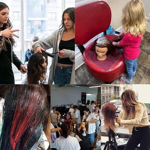 14 Inch 100% Real Hair Mannequin Head Training Head Manikin Cosmetology Doll Head for Hairdresser Practice Braiding Hair Styling with Clamp stand thumbnail 7