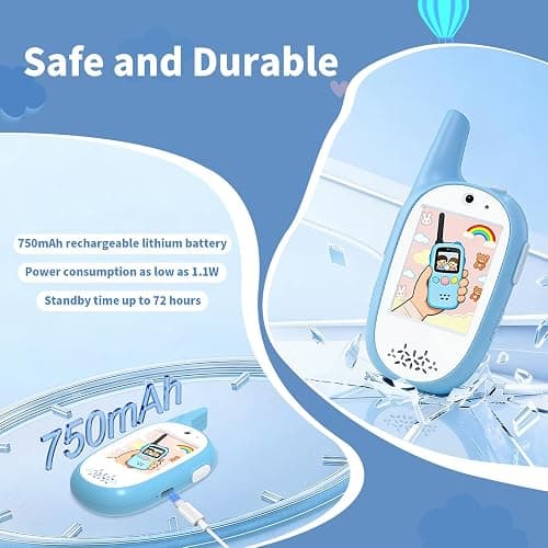 Kids Video Walkie Talkies 2 Pack,Signal of penetrates Two Walls,Rechargeable,HD Camera & 2" IPS Screen,Real-Time Video Call,3 Voice and 4 displays Changer,Toys Gifts for Boys Girls Ages 3-12 thumbnail 3
