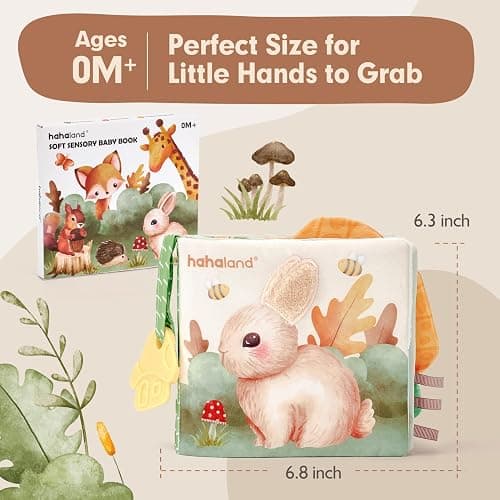 hahaland Libro Bebe Juguetes Bebes 0 3 6 Meses, Libro de Tela Blandos para Bebe Recien Nacido, Animales Interactivo Libro Sensorial para Bebes 6-12 Meses thumbnail 2
