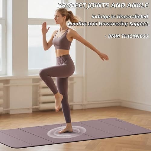 Foldable Yoga Mat Extra Thick 0.32 Inches Eco-Friendly POE Material, Non-Slip Design Fitness Mats, Multi-Purpose Workout Mats For Studio or Home Use (70 x 24 x 0.32 inches） thumbnail 5