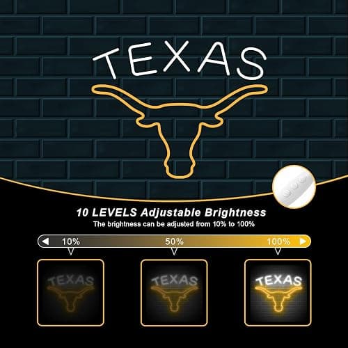 TEXAS Longhorn Neon Sign for Wall Decor -Adjustable Brightness LED Bull Neon Light Signs, Cow Neon Signs - USB Powered Hanging Neon Sign for Game Room, Man Cave, Bar thumbnail 4