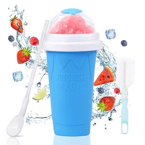 susimond Premium Slushy Maker Cup, Durable Slushie Maker Cup for Christmas with Cup Brush Straw and Spoon, Portable Quick Frozen Smoothies Squeeze CoolingCup for Milk Drinks and Juices - Image 1