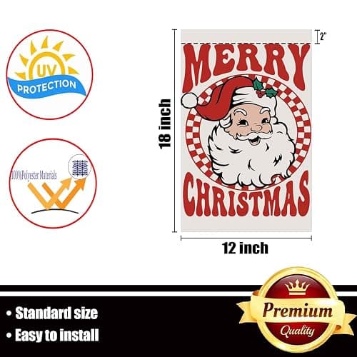 Merry Christmas Garden Flag 12x18 inch Outdoor-Double Sided Christmas Santa Claus Flag Vivid Color Polyester Yard Flags thumbnail 3