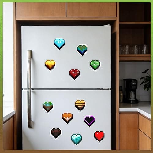 GTOTd Cute Pixel Heart Decoration Locker Fridge Magnet（12 Pack） | Accessories Merch Party Supplies Gifts Cruise Door Room Decor Magnetic Bumper Cabinets Sticker Decal Reusable Vinyl thumbnail 7