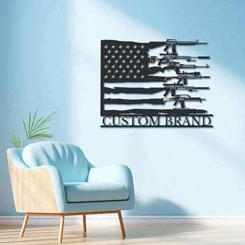 Custom Metal Gun Sign, Personalized Armory Name Sign, Custom Old Flintlock Pistol Metal Wall Art, Rifle Wall Art (Style-5) thumbnail 3