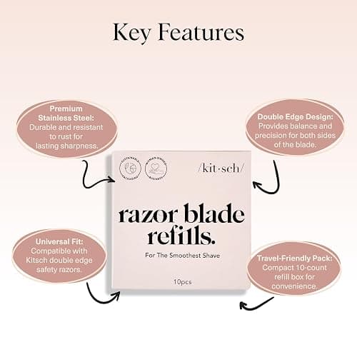 Kitsch Double Edge Safety Razors for Men and Women Blades Refills – Safety Razor Blades for Smooth and Comfortable Shave, Stainless Steel Razor Refills, Sustainable Shaving Blades - 10 Count thumbnail 4