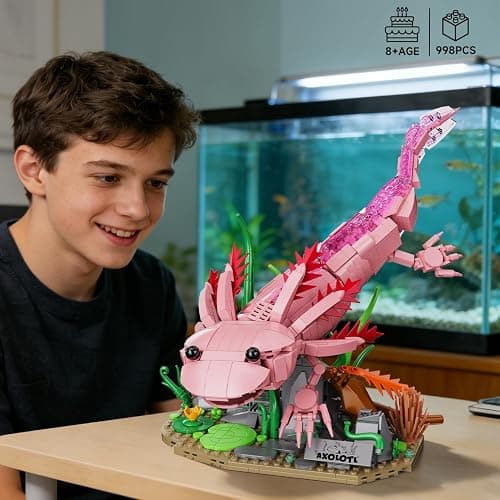 Axolotl Building Set, Compatible with LEGO Animals, 998 PCS Marine Animal Building Kit with Movable Joints & Display Base, STEM Building Toy Gift for Adults & Teens 14+, Creative Gift Desk Decor thumbnail 2