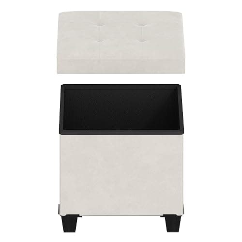 Kerioers Storage Ottoman, Foldable Ottoman Foot Rest, Foot Stool, Bench with Storage, 660 lb Load Capacity, for Living Room, Bedroom, Dorm, Cream White FSS10W01V2 - 12.9"D x 16.1"W x 12.9"H - Cream White thumbnail 8
