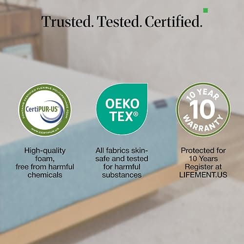 LIFEMENT Twin Mattress, 8 Inch Twin Memory Foam Mattress, Basic Cooling Gel Mattress in a Box, Pressure Relief with Medium Firm Support, CertiPUR-US Certified, 75''L x 38''W thumbnail 6