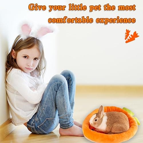 Bunny Bed Rabbit Bed Carrot Shape Bunny Beds Soft Comfortable Rabbits Beds Machine Washable Indoor Guinea Pig Bed Cute Small Animal Bed for Guinea Pig Chinchilla Ferret Squirrel Hedgehog (Medium) thumbnail 5
