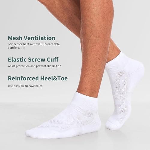 Lapulas 6 Pack Men's Ankle Socks with Cushion, Cotton Quarter Socks for Sport Training Running thumbnail 4