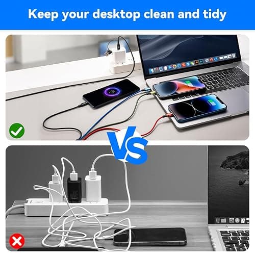 6 in 1 Multiple Charging Cable, 2Pack 6Ft Multi Chargers Cord for All Devices Braided USB A/C to Lightning/Type C/Micro USB Ports Universal Charger Cable for iPhone Series/Samsung/Tablets/PS and More thumbnail 6