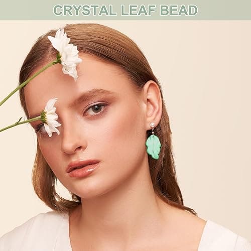 PATIKIL Glass Leaf Beads, 80 Pcs Crystal Leaf Beads Translucent Czech Glass Beads Spacer Bead for DIY Jewelry Making Bracelets Necklace, Gold Dark Green thumbnail 5