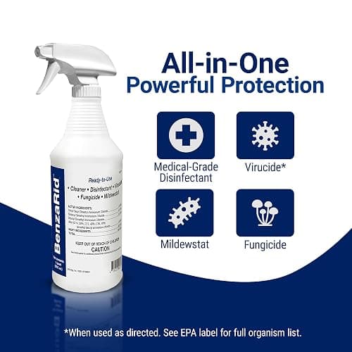 BenzaRid Hospital Disinfectant Virucide Spray Kills 99.99% of MRSA, COVID-19, H5N1, Staph, Avian Flu, Bacteria & Mold | EPA Reg. for Medical, Dental, Veterinary, Farm & Home Use 32 oz thumbnail 3
