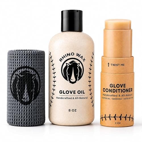 Rhino Wax Baseball Glove Care & Maintenance Kit with Oil & Conditioner | Maintain baseball gloves with premium oil and conditioner that preserve glove quality, flexibility and extend glove life. - Image 1
