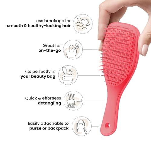 Tangle Teezer Ultimate Detangler Hairbrush, Eliminates Knots & Reduces Breakage, Mini Hair Brush for Travel, Small Hands & All Hair Types, Pink Punch thumbnail 4