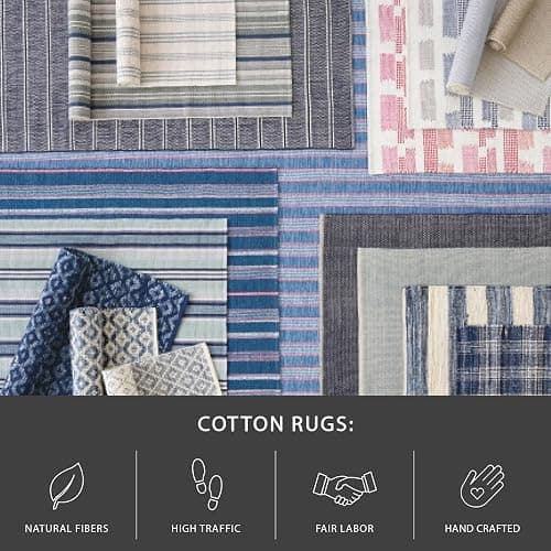 Dash and Albert Swedish Stripe Cotton Area Rug - 4' x 6' Blue - Striped Handwoven Accent Rug - Durable, Lightweight, High Traffic Areas - Hallways, Bedrooms, Stairs thumbnail 6