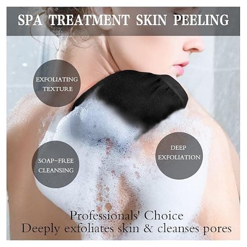 URAQT Exfoliating Gloves, 3 Pack Body Scrub Glove Bath SPA Exfoliating Mitts, Dual-Sided Deep Clean Exfoliation Scrubbing Mitt, Dead Skin Remover Glove Deep Body Scrubber（Black） thumbnail 3