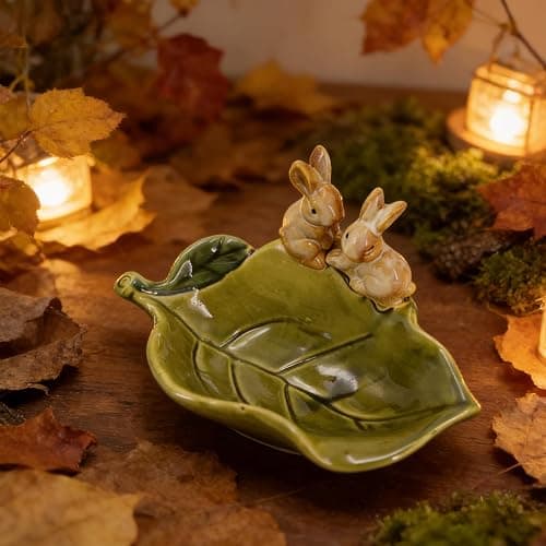 xyadyhz Ceramic Rabbit Soap Dish Holder, Keep Bathroom & Kitchen Organized - Decorative Bunny Sponge Rack, Key Bowl & Jewelry Tray for Countertop Storage, Cute Green Home Decor (1 Piece) thumbnail 2