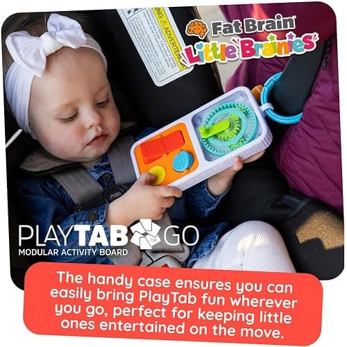 Fat Brain Toys PlayTab Go, Portable Sensory Activity Board with a Clip Ring to Attach to Diaper Bags for Babies and Toddlers Ages 12 Months+ thumbnail 3