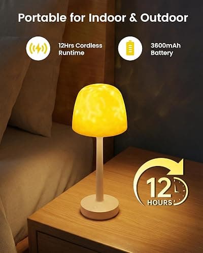 Yoomue Waterproof Shower Lamp with Ocean Wave Projector for Bathroom, Cordless Rechargeable Bath Light with 16 Color Changing,Table Lamp with Soft 360˚Glow for Bathtub, Night Shower & Relaxing Dating thumbnail 6
