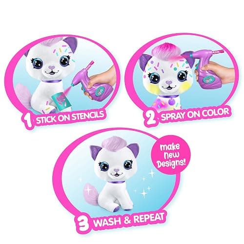 Canal Toys Personalize Airbrush Plush Large Kitty! Decorate, wash, Repeat! Customize Your own Spray Art Plush with Markers, Battery Powered Airbrush and 100+ Stencils. Ages 6+ thumbnail 7