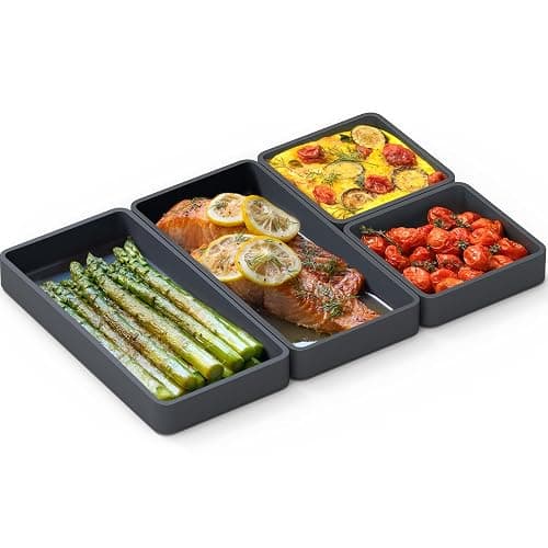 Cheat Sheets - Original Silicone Sheet Pan Dividers For Cooking & Meal Prep - Non Stick Silicone Tray Baking Set, Oven Safe & Freezer-Friendly - 4 Cheat Sheets Baking Trays - Image 1