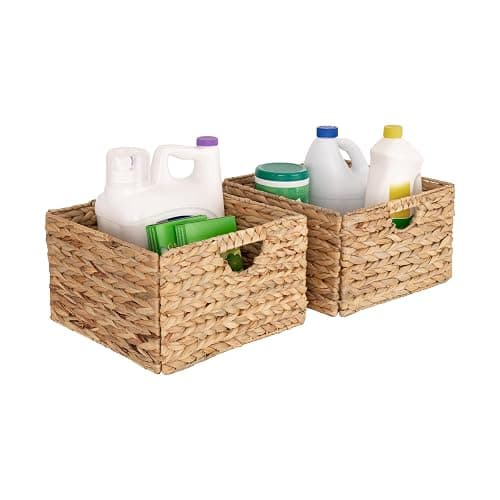 Seville Classics Premium Natural Handwoven Portable Laundry Bin Basket with Carrying Handles, Household Storage for Clothes, Linens, Sheets, Toys, Natural Water Hyacinth, Rectangular (2-Pack) thumbnail 5