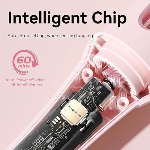 MinHuang Auto Hair Curler, Automatic Curling Iron,1.25 inches, Automatic Shut-Off, Anti-Scald, Anti-Tangle, Negative Ion,Anti-Tangle Rotating Curling Wand for Women Hair Styling,Pink thumbnail 4