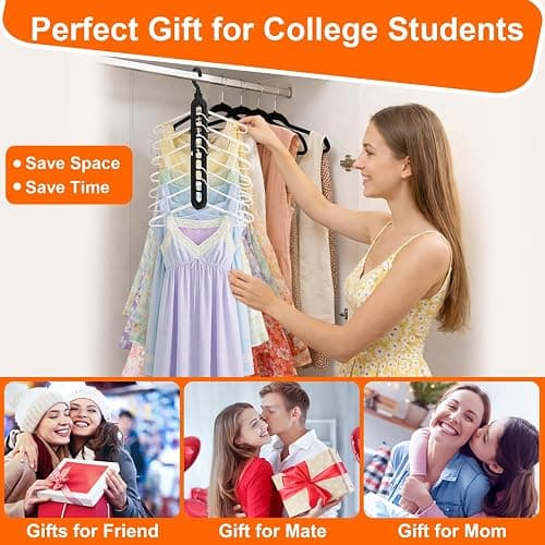 HEYHOUSE Closet Organizers and Storage,College Dorm Room Essentials,Pack of 10 Multifunctional Organizer Magic Space Saving Hangers with 9 Holes Storage Organization for Wardrobe Closet thumbnail 4