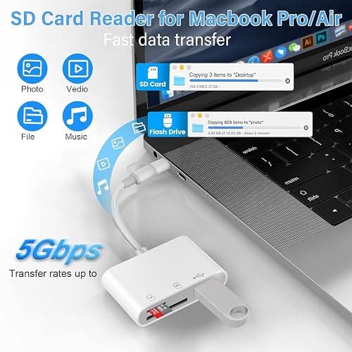 SD Kartenleser für iPhone, 3 in 2 SD Kartenleser für iPhone/iPad/Kamera, Plug and Play, SD Karten Adapter für Phone Typ C Kartenleser für Phone 15/16/Pro Max/Pro/Plus/Pad Pro/MacBook Pro/Air thumbnail 3