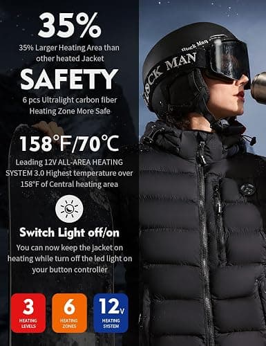 iHood Women's Heated Puffer Jacket With 12V Battery Pack-Insulated Water-Resistant Hooded Hand-Heating Electric Heated Jacket thumbnail 2