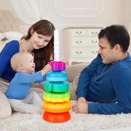BYFWH Spinning Stacking Toys for Babies 12+ Month Ring Stacker Stacking for Toddlers 1-3 Montessori Toys,Educational Learning Sensory Toy for Kids Easter Christmas Birthday Present for Baby thumbnail 2