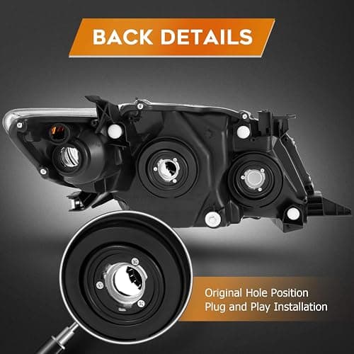 LBRST Headlight Assembly for Toyota Corolla 2009 2010 Black Housing Amber Reflector Clear Lens Driver and Passenger Side Headlamp thumbnail 4