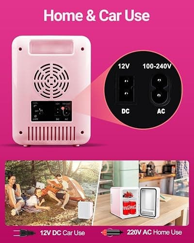 NISHCON 4-Liter Pink Portable Mini Fridge for Skincare Beauty Cosmetic Makeup With Mirrored Door and Dimmable LED Light thumbnail 6