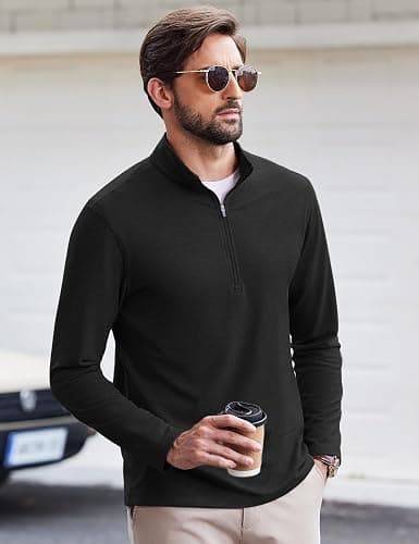PINSPARK Men's Quarter Zip Up Pullover Mock Neck Sweatshirts Long Sleeve Golf shirts Performance Athletic Casual Workout thumbnail 3