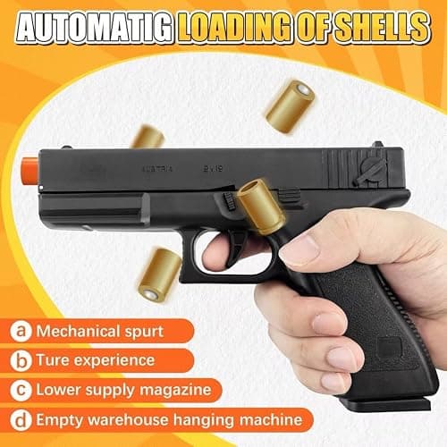 Soft Bullet Toy Gun with Shell Ejecting,Gun Fidget Toy with 100 Soft Bullets, 24 Shells and 2 Magazines,Education Toy Model,Christmas Birthday Gifts for Boys&Girls Kids Adults Age 8+(Black) thumbnail 4
