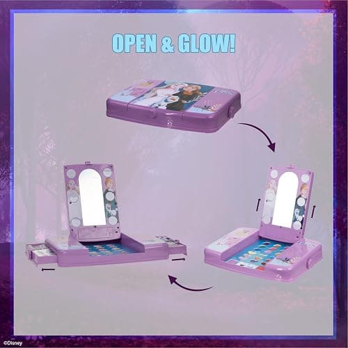 Disney Frozen Beauty Vanity Set with Light-Up Mirror, Includes Lip Gloss, Eyeshadow, Blush, Brushes, Nail Polishes, Accessories, AA Batteries Not Included, Ages 3+, by Townley Girl thumbnail 6