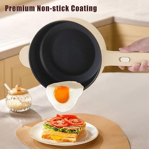 Dezin Hot Pot Electric, 2L Non-Stick Sauté Pan, Rapid Noodles Cooker, Mini Portable Pot for Steak, Egg, Fried Rice, Ramen, Oatmeal, Soup with Power Adjustment & Spatula, College Dorm Room Essential thumbnail 6