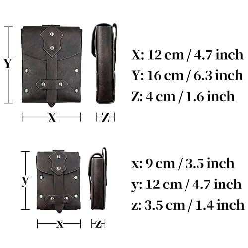 HiiFeuer 4 PCs Medieval Alchemy Belt Costume, Fantasy Faux Leather Wizard Potion Holder Belt with 4 Cork Vials and Belt Bag (Brown A) thumbnail 7