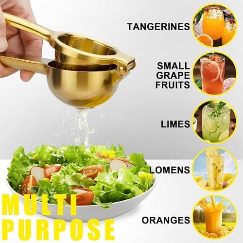 SHIKORI Lemon Squeezer, Large Heavy Duty Handhelp Juicer for Lemon, Stainless Steel Hand Press Citrus Juicer, Lime Squeezer Bar Tool, Manual Citrus Press (Gold) thumbnail 5